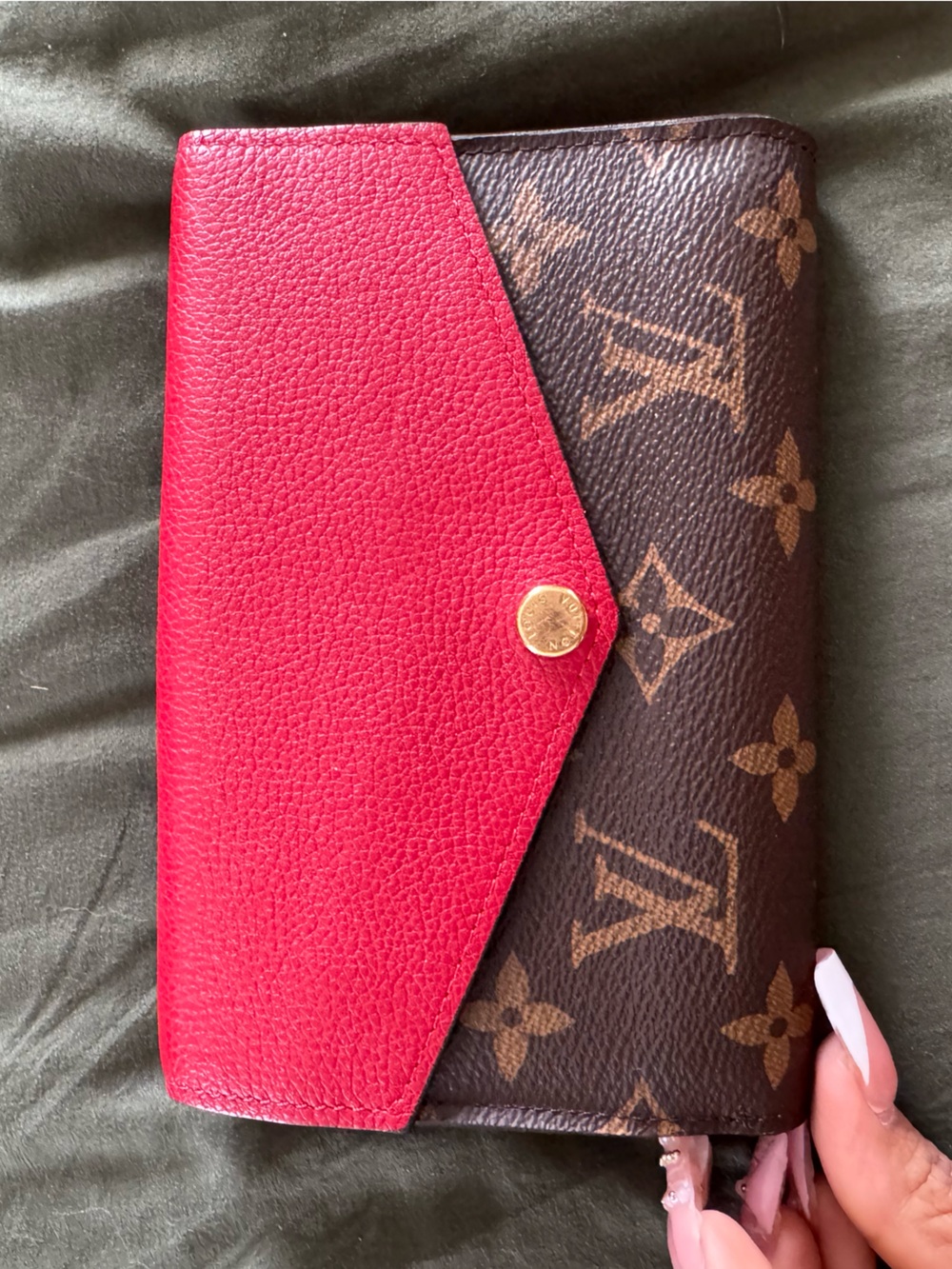 Louis Vuitton Monogram Canvas Wallet with Red Leather Flap